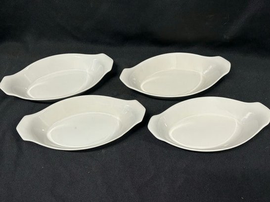 4 Vintage Whittier Artichoke Plates And 4 Marsh  American Porcelain Serving Dishes