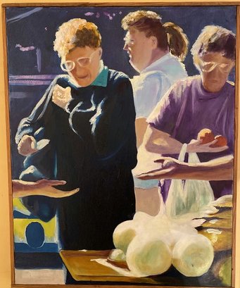 Farmers Market Oil Painting (Artist Unknown)-16.5x20.5