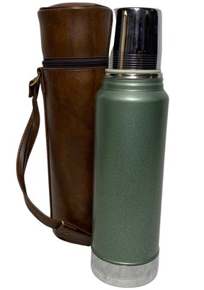 Awesome Insulated Thermos With Custom Faux Leather Case (15in Tall)