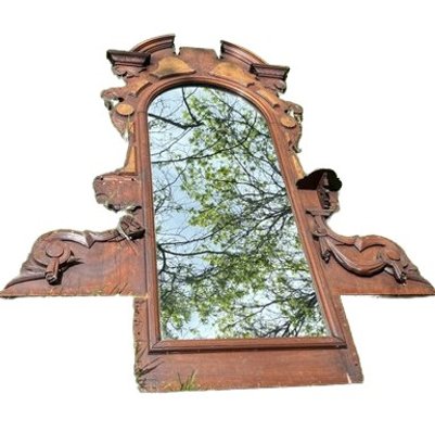 Large Antique Mirror, Has Some Missing Parts, See Photos. 51x64