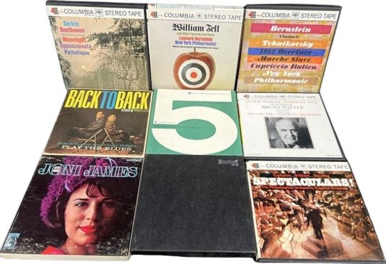 (9) Stereo Tape Lot, Joni James, Back To Back Play The Blues, Bruno Walter, And Many More