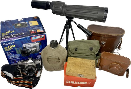 Swift Rainier 10X,50 Binoculars, Sony Digital Mavica Camera, Keys And Locks, Nut Crackers, And More Cameras