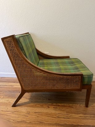 American Designer, Slipper Chair, Walnut, Velvet, Rattan, USA, 1950s - 32Lx24.5W29H