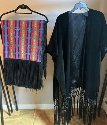 Black & Multi Colored Shawls/ Wraps With Fringe.
