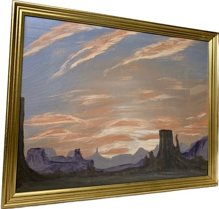 Sunset And Plateaus Painting, Not Signed