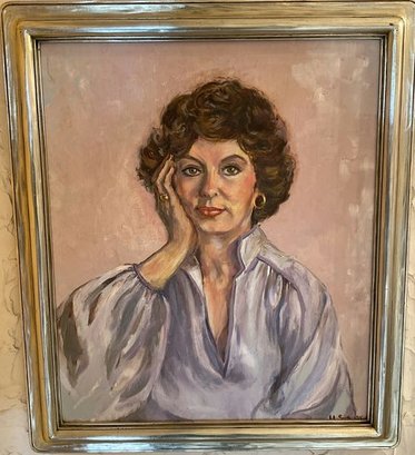 Oil Painting Of Female Portrait Signed By Artist M. Smith 1979-24x28