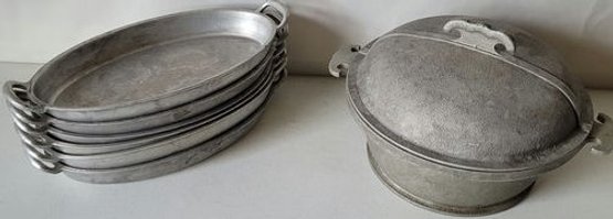 6 RWP Pewter Serving Dishes And Gaurdian Pewter Service Bowl