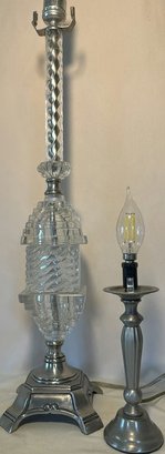 2 Silver Tone Lamps, Working