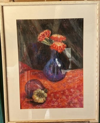 Acrylic Fruit And Floral Painting Signed By Artist Stephenson-23x29