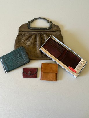 Leather Wallets & Small Handbag (handle Broken)