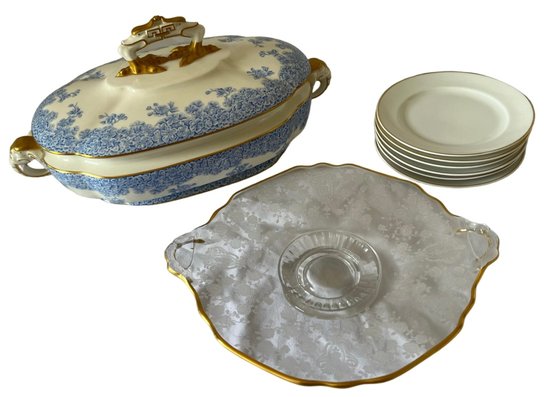 Royal Worcester Vitreous Serving Bowl, Nippon Plate And Tray