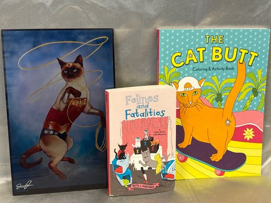 Wonder Woman Cat Art, Cat Butt Coloring Book, Felines And Fatalities Mystery Book