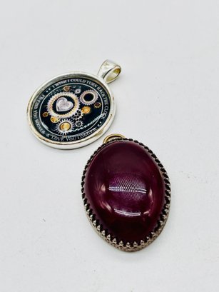 Pendants. Brown Gemstone. Other One With Inscription...