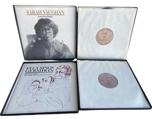 Box Vinyl Record Sets (2) Includes Sarah Vaugh & Ella Fitzgerald From Book Of The Month Records