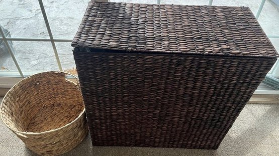 Woven Basket & Laundry Hamper (in New Condition)