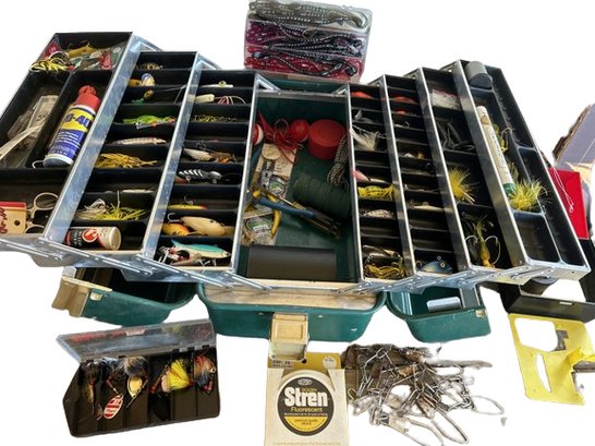 LOADED Vintage Fishing Tackle Box, Lures, Hooks, Worms Etc!