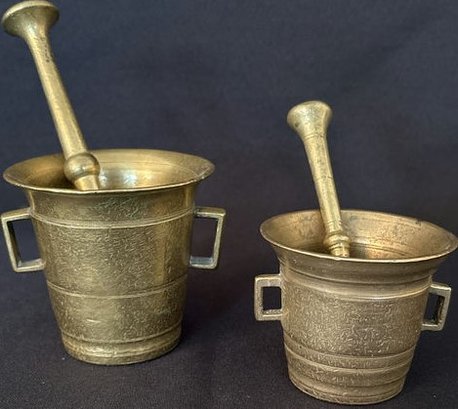 Heavy Brass Mortar And Pestles,
