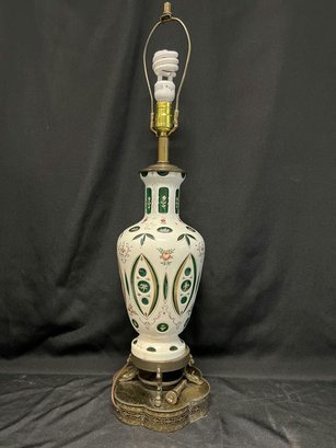 Bohemian Opaline Glass Decorative Lamp - 31.5H