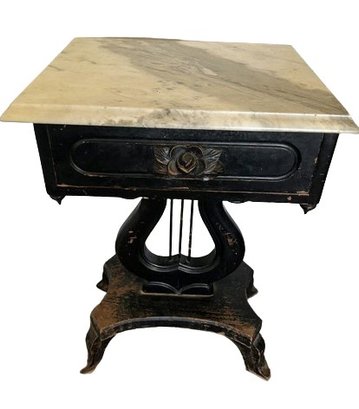 Antique Wood Side Table With Drawer & Marble Top. (Marble Is NOT Attached). 19x15x28