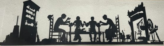 Metal Art Family Sitting Around The Harvest Table Having A Meal - 48 Wide X 15 Tall