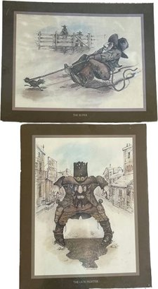 Two Posters By Gary Patterson 'The Roper' & 'The Gun Fighter' 16' X 20'