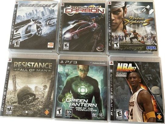 6 Playstation 3 Games- NBA, Green Lantern, Ridge Racer