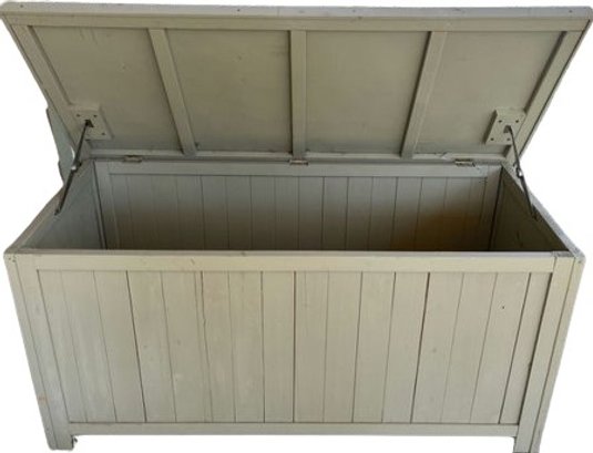 Painted Wooden Storage Box With Hinged Lid. 50x22x24
