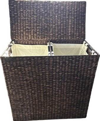 Wicker Laundry Basket To Compartments. 28 Wide X  14 Deep X 27  Tall
