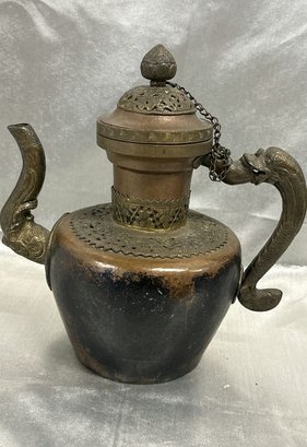 Copper Brass Teapot, Dragon Handle