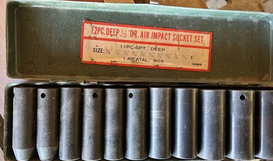 12 Pc. Deep 1/2 DR. Air Impact Socket Set