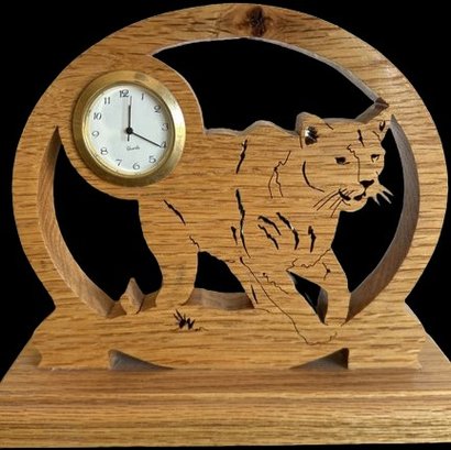 Carved Bobcat Clock - Not Currently Ticking 6' Tall