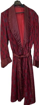 Red Mens Silky Robe, Size Large, Richman Brothers 'Smoking Jacket'