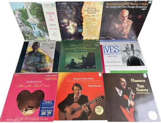 (9) Vinyl Records- Pepe Romaro, Leonard Bernstein, Leopold Stokowski, Artur Rubinstein