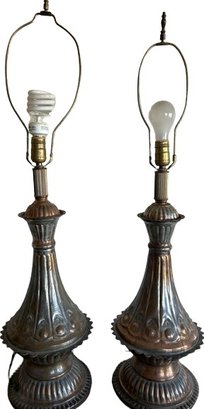 Matching Copper Lamps, Untested 24' Tall