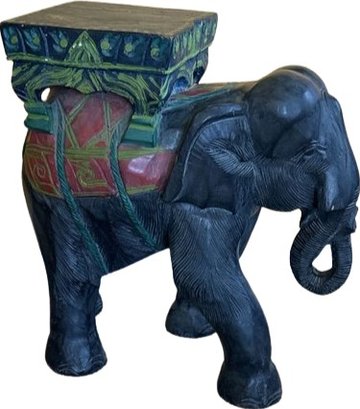 Heavy Elephant End Table/Stand, Made In Thailand, 18x10x19H