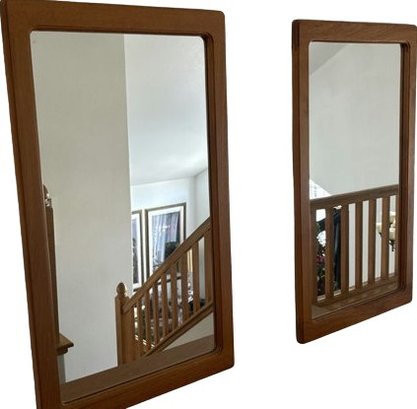 Pair Of Wood Framed Mirrors 16x28