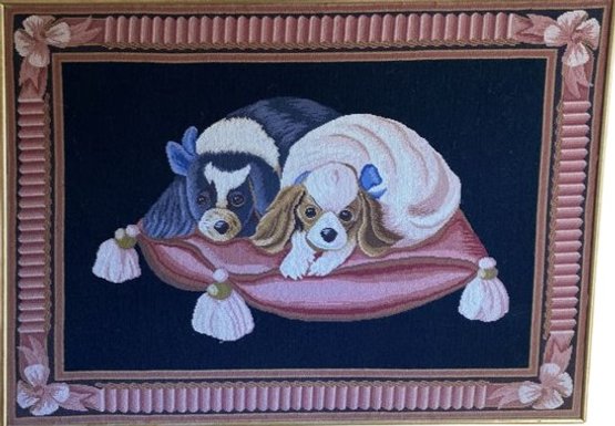 Large Framed Needle Point Dogs-50x37