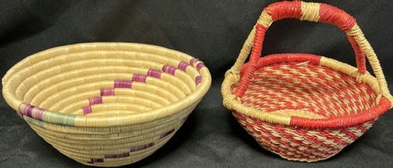 (2) Woven Wicker Basket Set