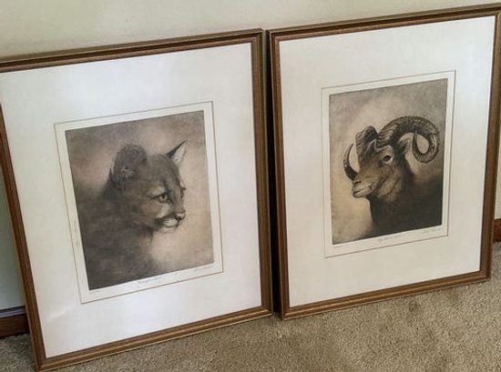 Signed And Numbered Prints ('Big Horn Ram' 23/100) ('Cougar Cub' 60/100) 2 (17x21)