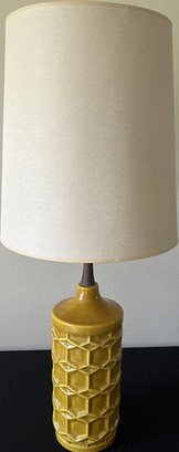 Bohemia Ceramic Table Lamp Mustard Yellow Ceramic Lamp:  Tested & Working - 34' Height