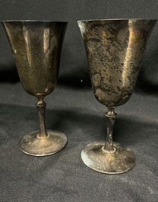 2 Silver Goblets Marked Italy