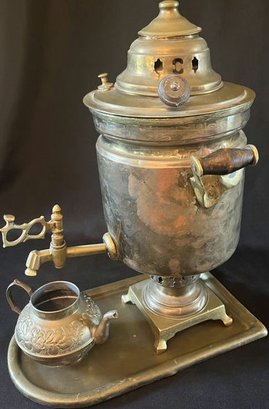 Antique Brass Samovar & Tea Pot
