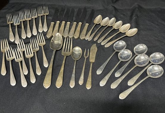 Nakens Silverware, Complete Service For 6 With Extras, Marked Sterling