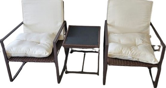 2 Outdoor Rocking Chairs 24'x24'x31'  And Coffee Table 17x17x19