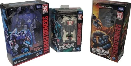 Transformer Action Figures Wheeljack, Optimus Prime, And Scourge