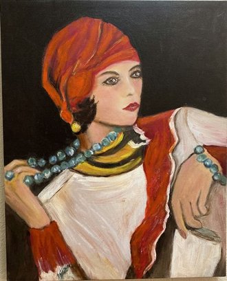 Acrylic Painting On Canvas Of Gypsy Woman-16x20