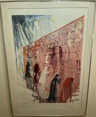Signed Salvador Dali Limited Edition Print Lithograph Of 'The Wailing Wall'  -28x39.5