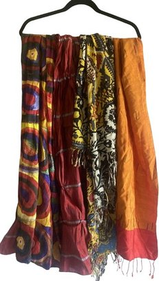 4 Multi Colored Scarves, Varying Lengths, Approx 64