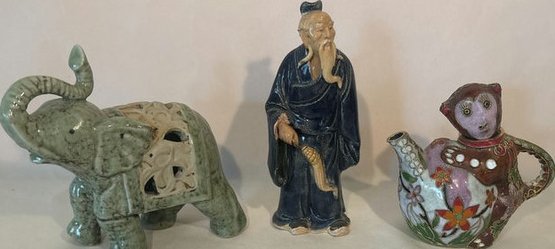 Ceramic Elephant, Man, Decorative Monkey Teapot