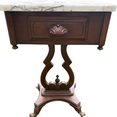 Marble Top Side Table Victorian Antique Dimensions Are 18 Inches Wide By 16 Inches Deep By 27 Inches Tall
